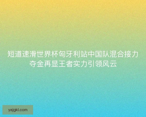 短道速滑世界杯匈牙利站中国队混合接力夺金再显王者实力引领风云